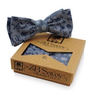 ZB Savoy Floral Navy Chambray Denim Bow Tie